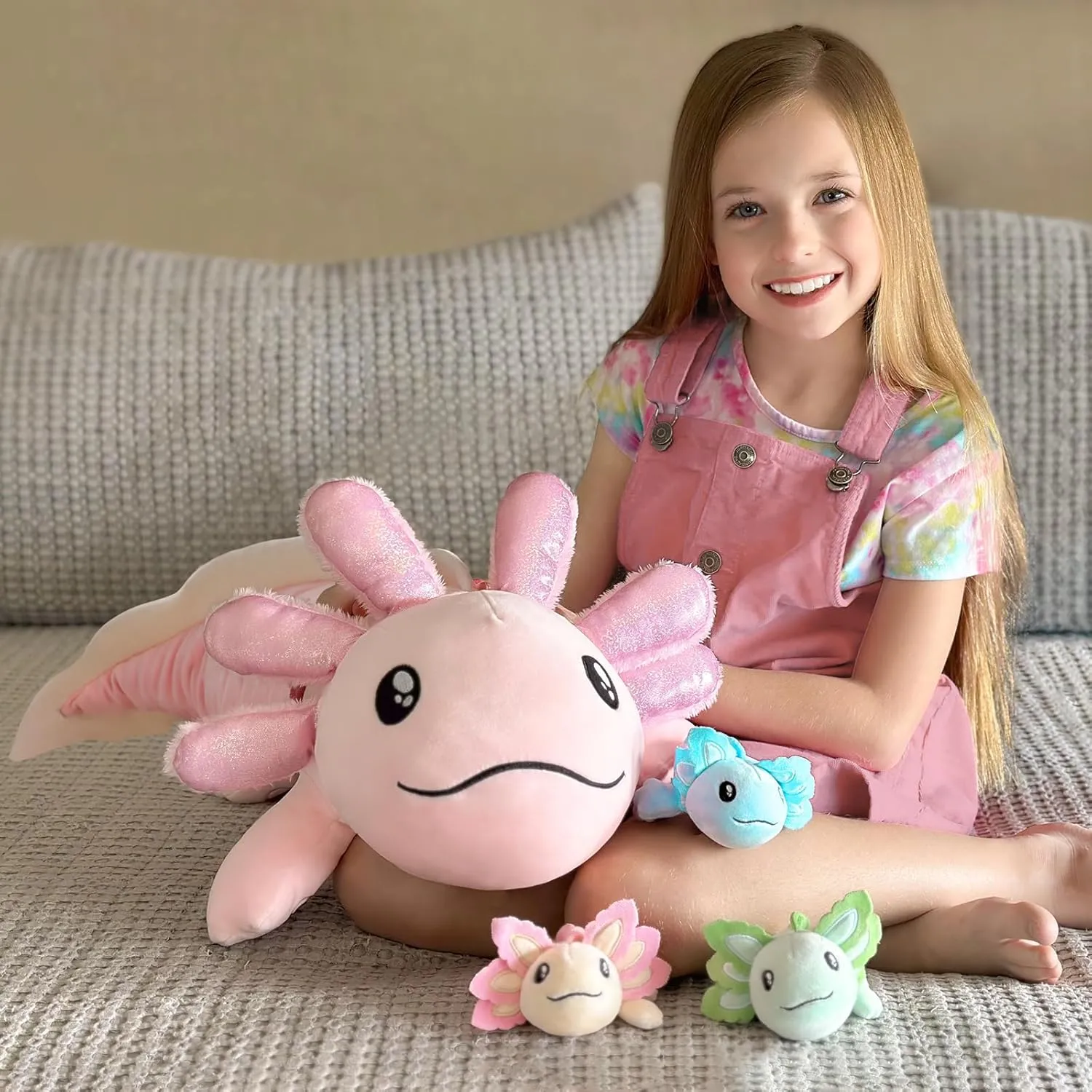 MaoGoLan Axolotl Plush Stuffed Animal with Babies for Girls,32 inches Large Pink Axolotl Plush Pillow Toy Set for Baby Shower,Birthday Gifts