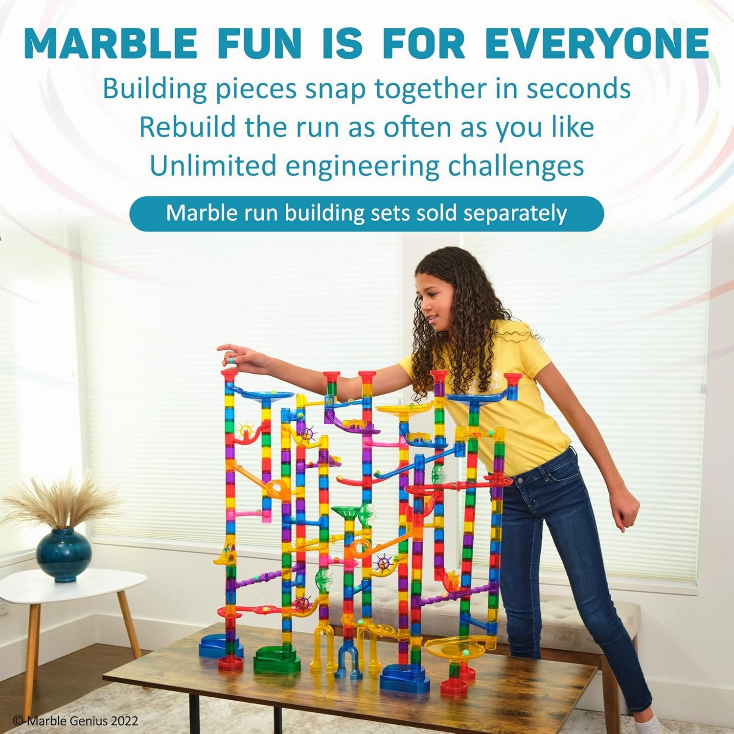 Marble Genius 50 pcs Glow in The Dark Marbles for Kids 4 , Full Color Instruction Manual, for Kids