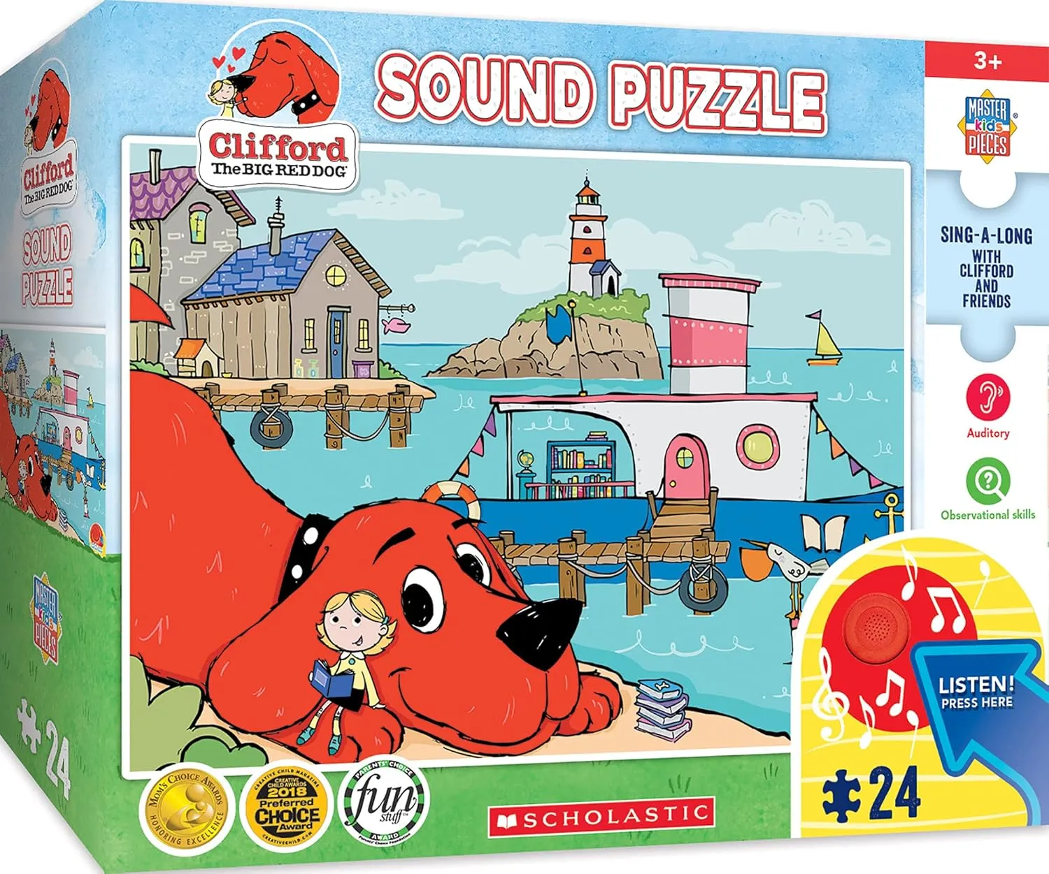 Masterpieces 24 Piece Clifford Sing-A-Long Sound Floor Puzzle for Kids - 18"x24"