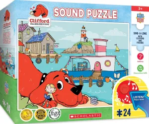 Masterpieces 24 Piece Clifford Sing-A-Long Sound Floor Puzzle for Kids - 18"x24"