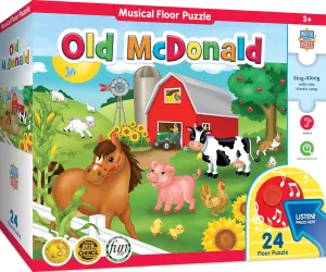 Masterpieces 24 Piece Old McDonald Sing-A-Long Sound Floor Puzzle for Kids - 18"x24"
