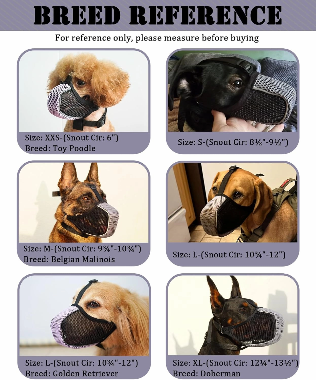 Mayerzon Dog Muzzle, Patented Mesh Soft Muzzles for Large Medium Small Dogs Poodle Husky Doberman Labrador Retriever for Scavenging Grooming Biting Chewing, Breathable Reflective Mussel with Collar