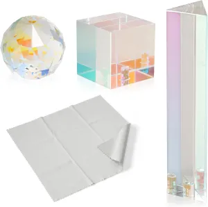 Meking Triangular Crystal Prism and Prism Lens Ball with Female 1/4 Inch for Rainbow Prism Glass Effects Filters for Portrait, Landscape Photo Studio Shooting Wedding Photography