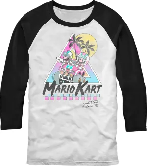Men's Nintendo Mario and Luigi Retro Beach Race Baseball Tee