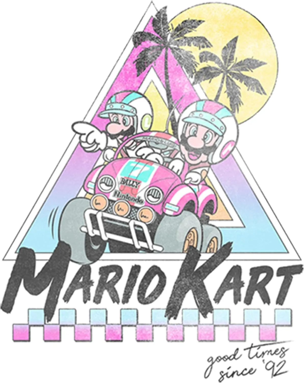 Men's Nintendo Mario and Luigi Retro Beach Race T-Shirt