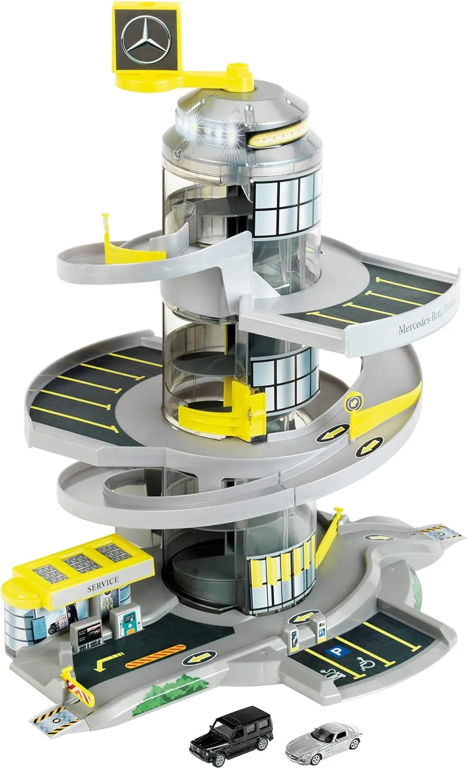 Mercedes-Benz: Electric Car Park - Theo Klein, Electronic Parking Garage with Helix Elevator, Light & Sound, Includes 2 Toy Cars, Departure Ramp with Switches, Officially Licensed, Ages 3 