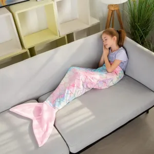 Mermaid Tail Blankets Glittering Soft Flannel Rainbow Colorful Mermaid Tail for Toddlers Girls Gifts
