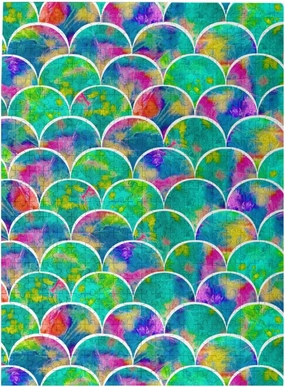 Mermaid Scales Colorful Green Jigsaw Puzzles 500 Piece for Adults Teens Kids Family Friends Wooden Educational Toys Gift