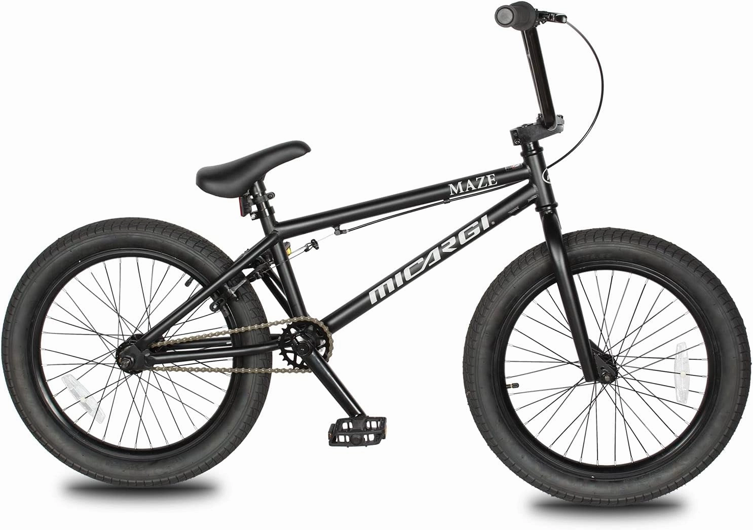 MICARGI Maze Cape Sidewalk BMX Bike, 20-inch Wheels, Hi-Ten Steel Frame, Micro Drive 25x9T BMX Gearing