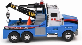 Mighty Fleet Mighty Motorized Tow Truck Toy – 15" Vehicle with Lights, Sounds, Working Winch & Traffic Cones – Batteries Included – Ages 3 