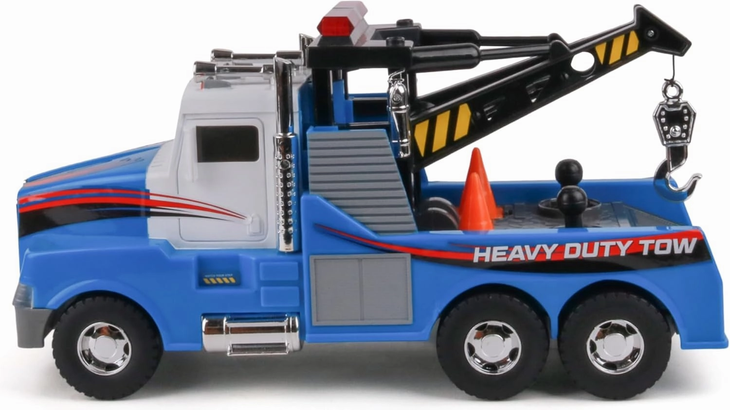 Mighty Fleet Mighty Motorized Tow Truck Toy – 15" Vehicle with Lights, Sounds, Working Winch & Traffic Cones – Batteries Included – Ages 3 