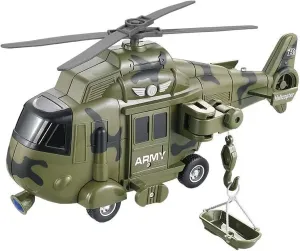 Military Helicopter Toy with Lights and Sound Sirens,Friction Powered Boys Army Toys,Rescue Vehicles Toys for Kids Aged 3 and Up,Best Toddler Kids Boys Gifts
