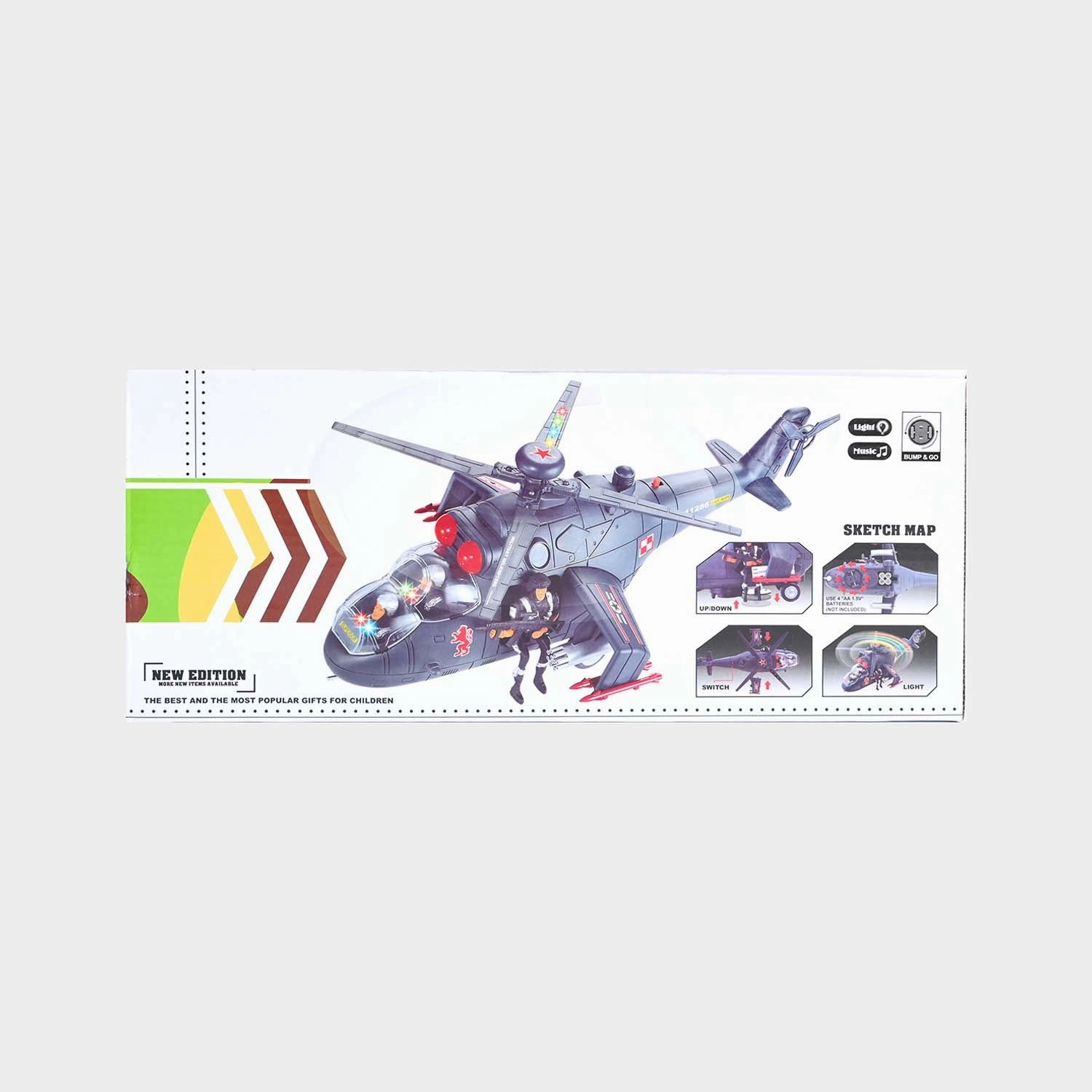 Military Style Simulation Helicopter Toy with Light & Music