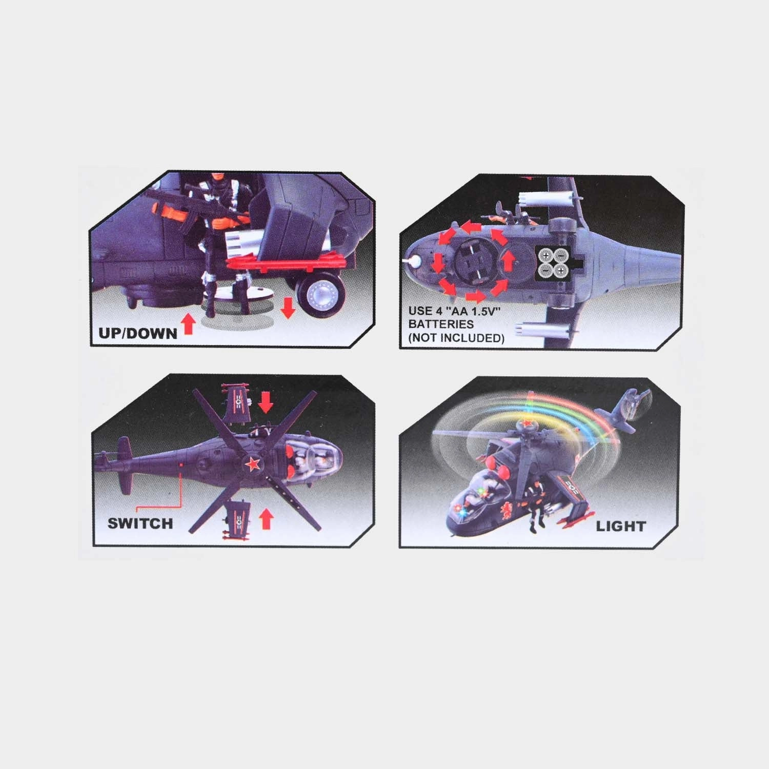 Military Style Simulation Helicopter Toy with Light & Music