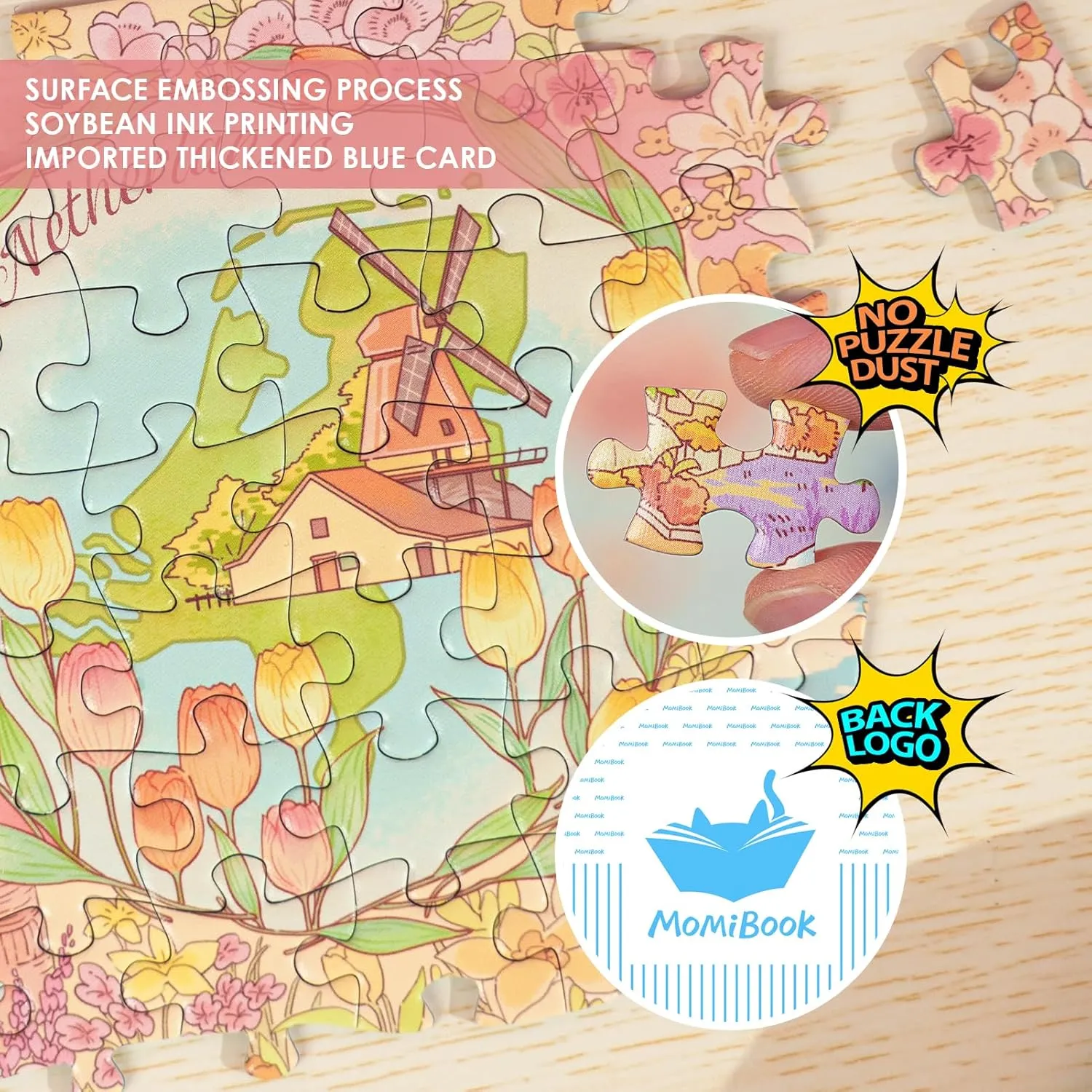 MOMIBOOK Puzzles for Adults 1300 Piece Jigsaw Puzzles of Flower Great Universal Guide, Painting Image World Map Challenging Hard Impossible Puzzle, Funny Toys & Games Christmas Birthday Gifts