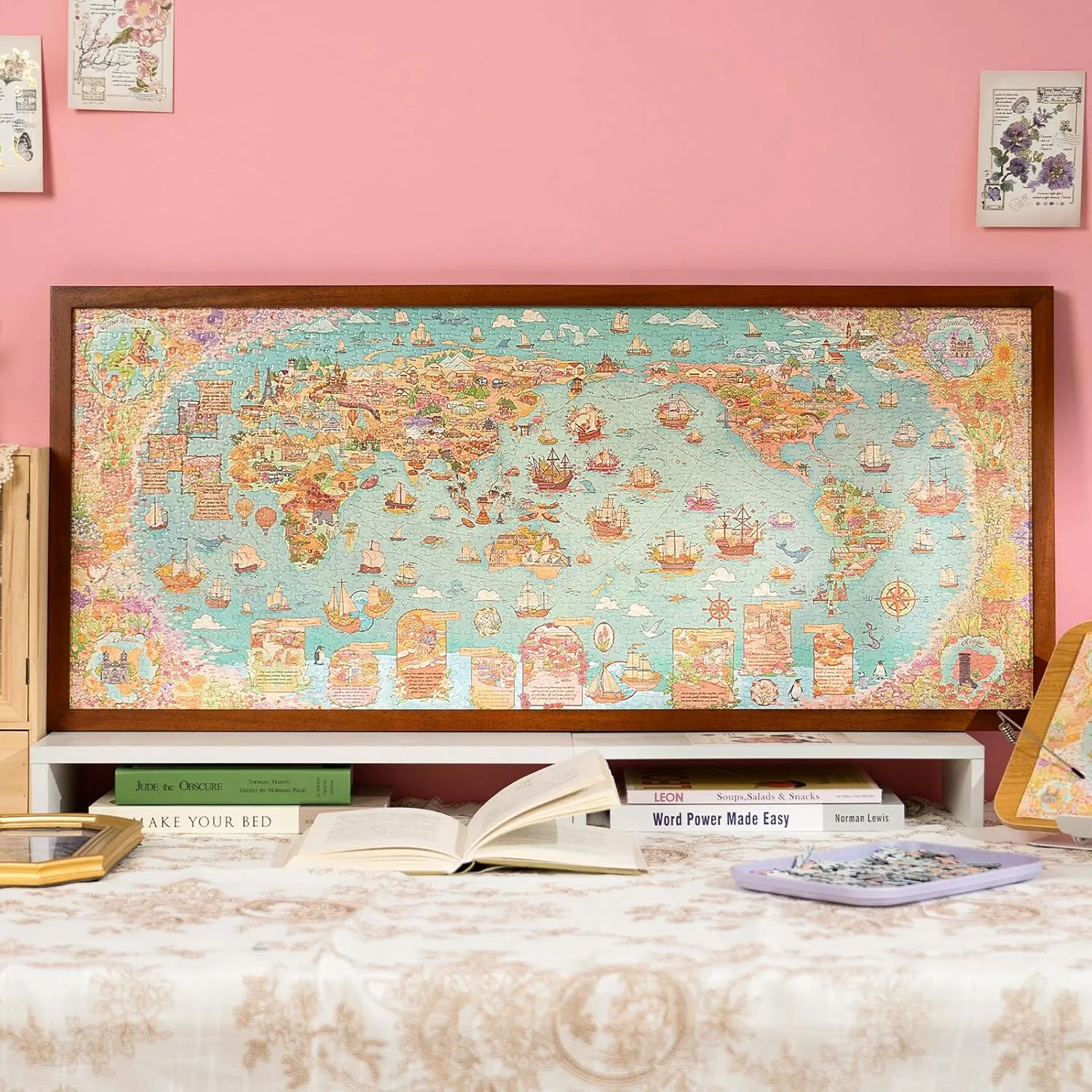 MOMIBOOK Puzzles for Adults 1300 Piece Jigsaw Puzzles of Flower Great Universal Guide, Painting Image World Map Challenging Hard Impossible Puzzle, Funny Toys & Games Christmas Birthday Gifts