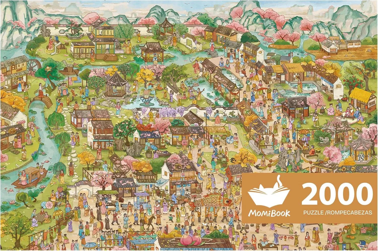 MOMIBOOK Puzzles for Adults 2000 Piece Jigsaw Puzzles of Wonderful Ancient Parade, Painting Image Chinese Twon Difficult Challenging Hard Impossible Puzzle, Toys & Games Christmas Birthday Gifts