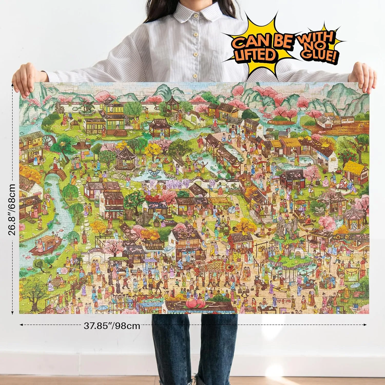 MOMIBOOK Puzzles for Adults 2000 Piece Jigsaw Puzzles of Wonderful Ancient Parade, Painting Image Chinese Twon Difficult Challenging Hard Impossible Puzzle, Toys & Games Christmas Birthday Gifts