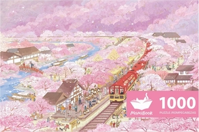 MOMIBOOK Puzzles for Adults 1000 Piece Jigsaw Puzzles of Arashiyama Sakura Tour, Painting Image Cherry Blossom Difficult Challenging Hard Impossible Puzzle Toys & Games Christmas Birthday Gifts