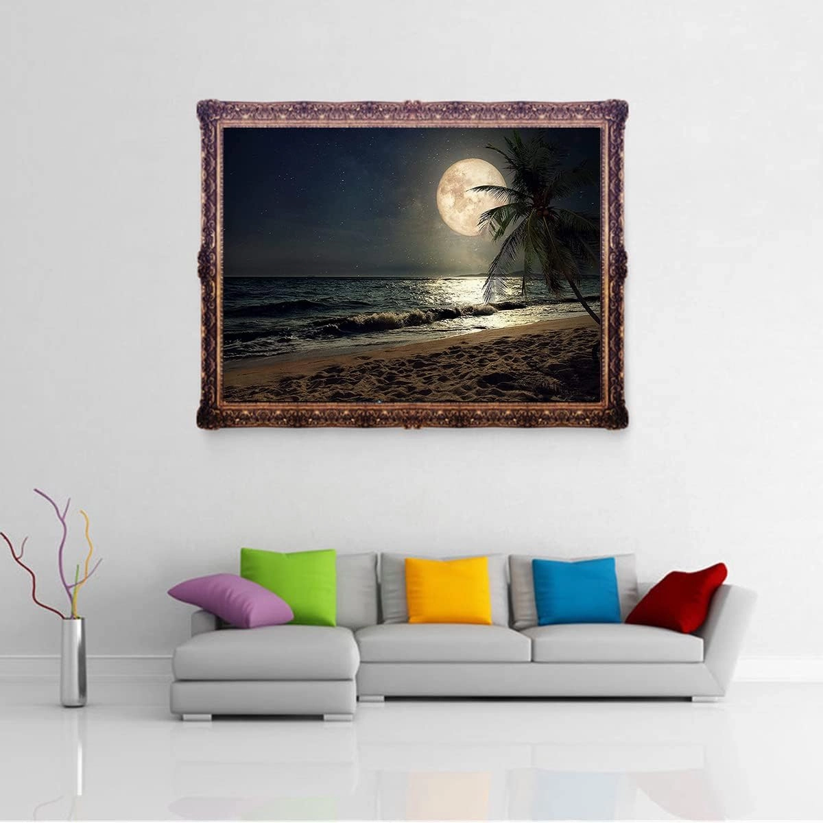 Moon Fantasy Series Puzzle Wooden Jigsaw Puzzles 500 Pieces for Adults Scenic Ocean Landscape Beach Puzzles an Educational Toys and Fun Game for Elders Children Family and Friends