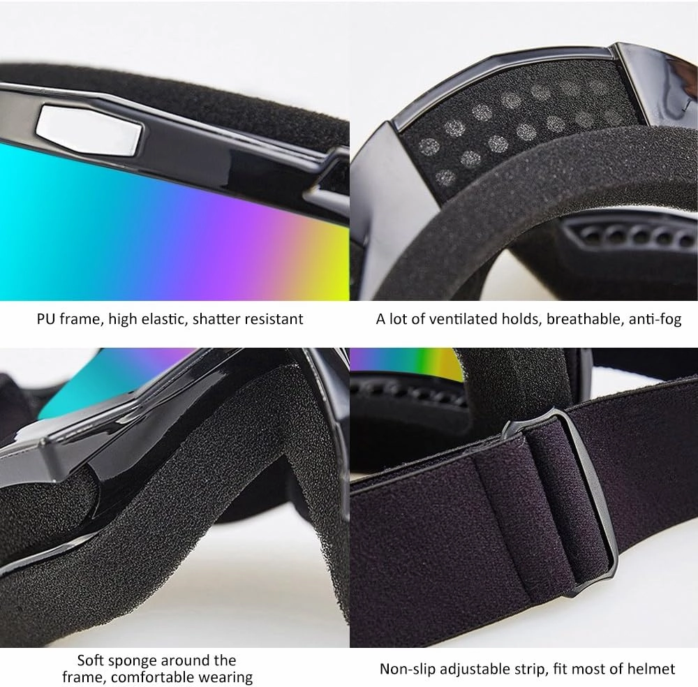 Motocross Goggles Motorcycle Goggles Grip For Helmet Anti UV Windproof Dustproof Anti Fog Glasses for ATV Off Road Racing with Cool Look Headwear Colorful Lens 2 in 1