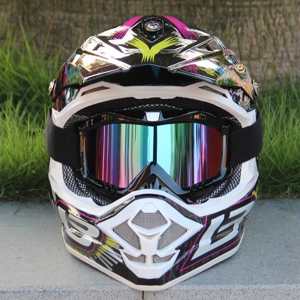 Motocross Goggles Motorcycle Goggles Grip For Helmet Anti UV Windproof Dustproof Anti Fog Glasses for ATV Off Road Racing with Cool Look Headwear Colorful Lens 2 in 1