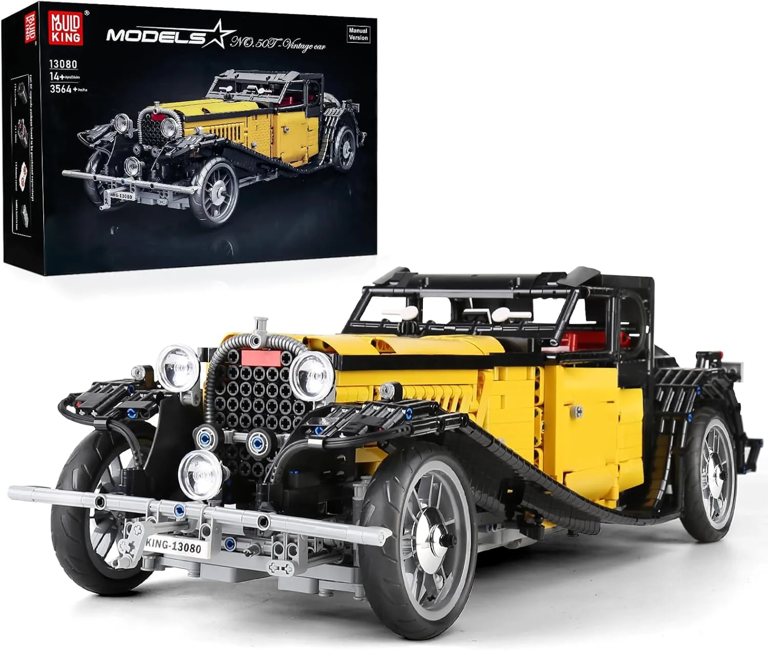 Mould King Vintage Car Technik Building Block Kits, Retro Sports Car Set to Build, MOC Racing Car Model Toy, Vehicle Gift for Kid Age 14/Adult Collections Enthusiasts-3564 Pieces