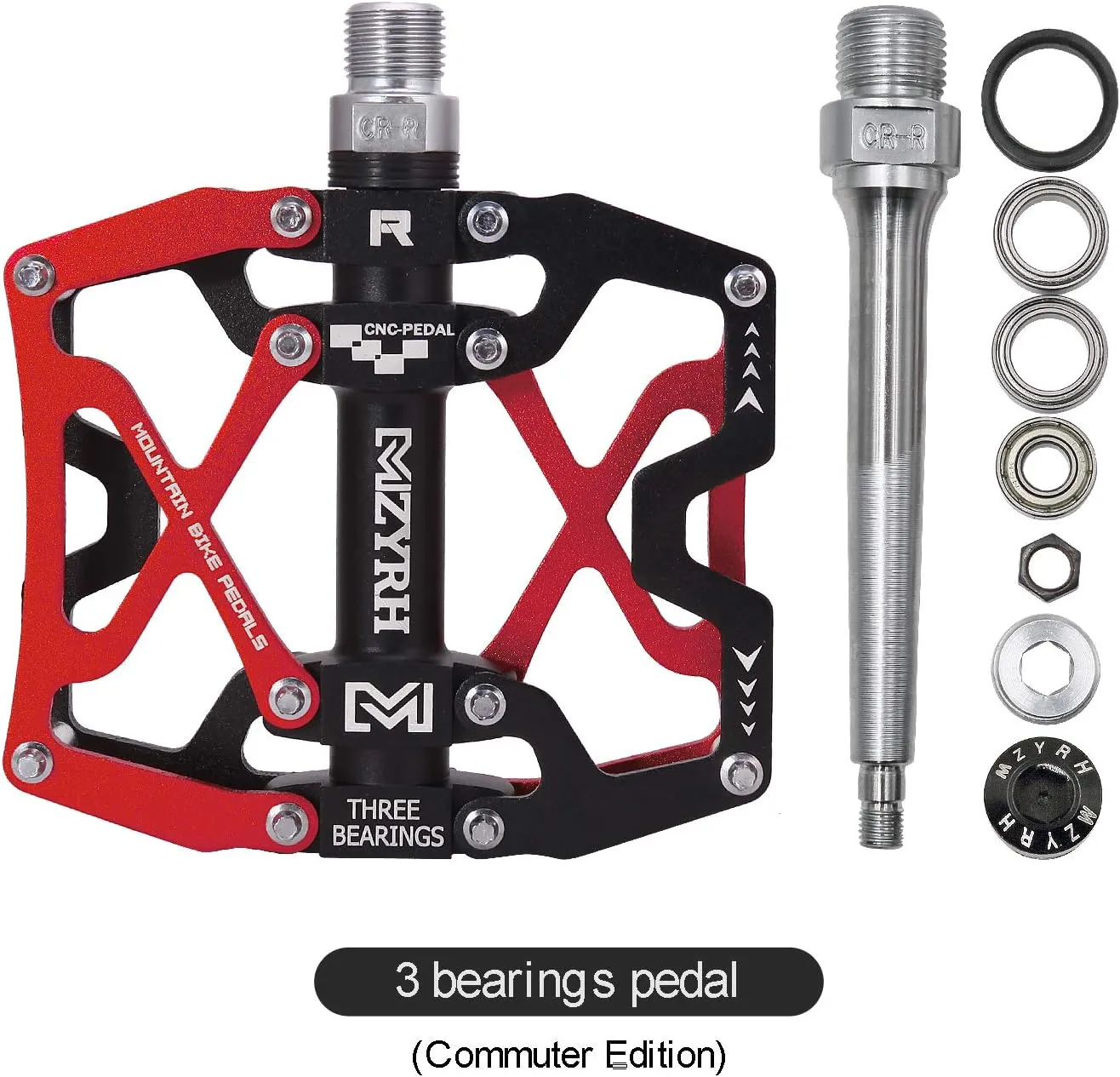 Mountain Bike Pedals, Ultra Strong Colorful CNC Machined 9/16" Cycling Sealed 3 Bearing Pedals