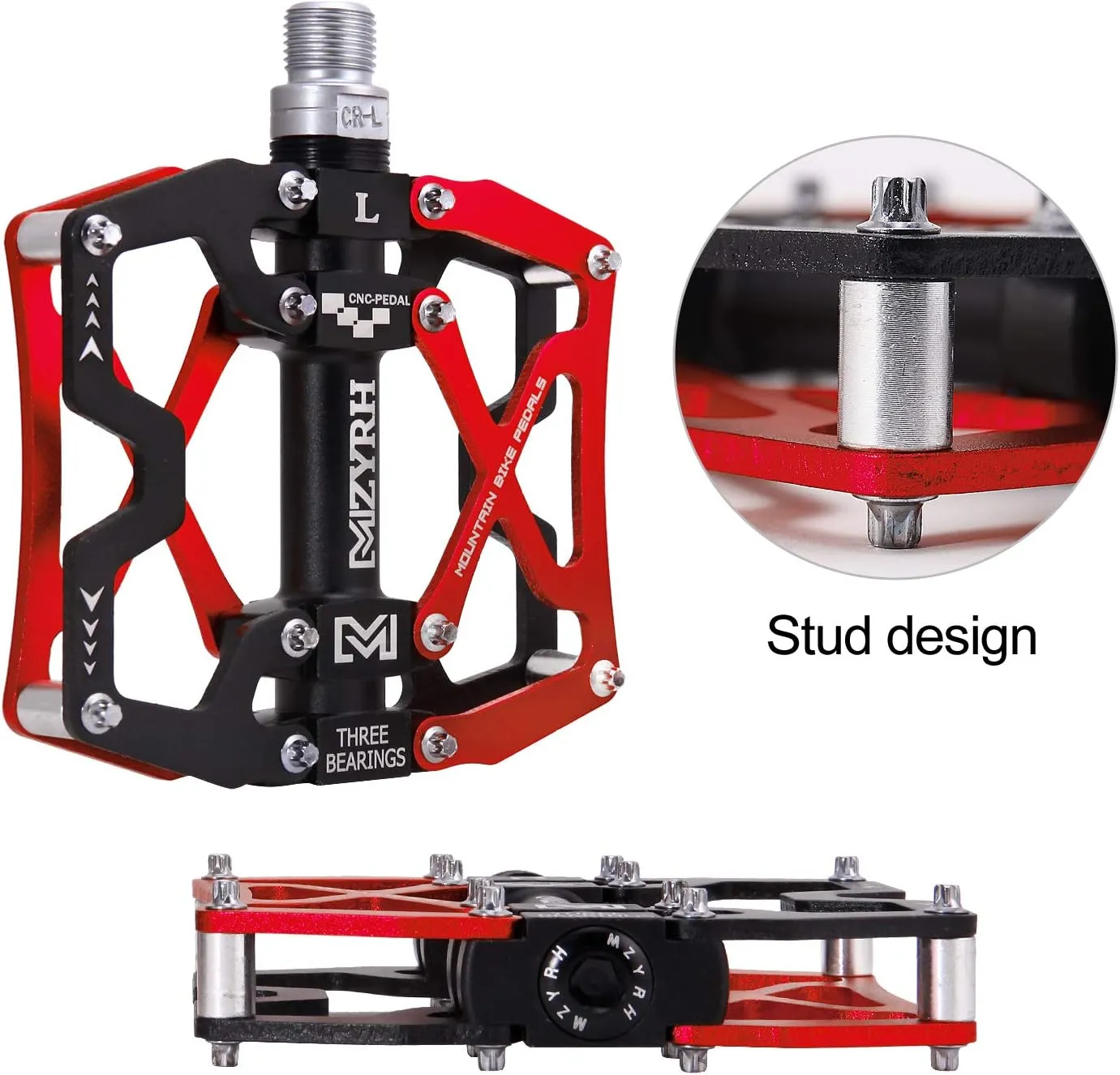 Mountain Bike Pedals, Ultra Strong Colorful CNC Machined 9/16" Cycling Sealed 3 Bearing Pedals