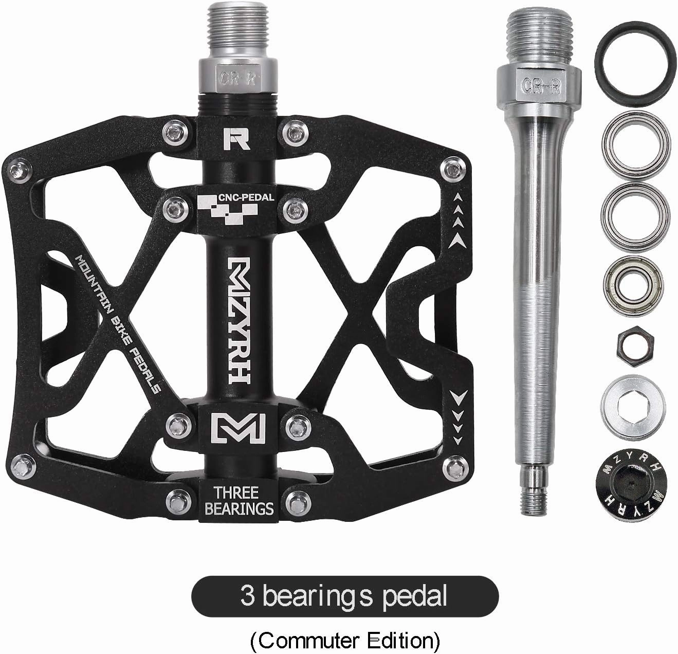 Mountain Bike Pedals, Ultra Strong Colorful CNC Machined 9/16" Cycling Sealed 3 Bearing Pedals