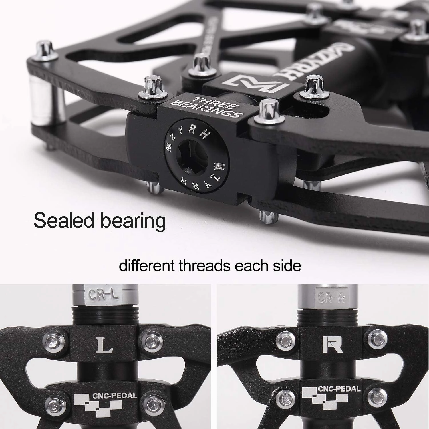 Mountain Bike Pedals, Ultra Strong Colorful CNC Machined 9/16" Cycling Sealed 3 Bearing Pedals