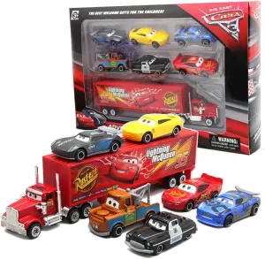 Movie Car Toy 1:55 The King& Chick Hicks & Mack Truck Uncle Diecast Vehicle Toys Set