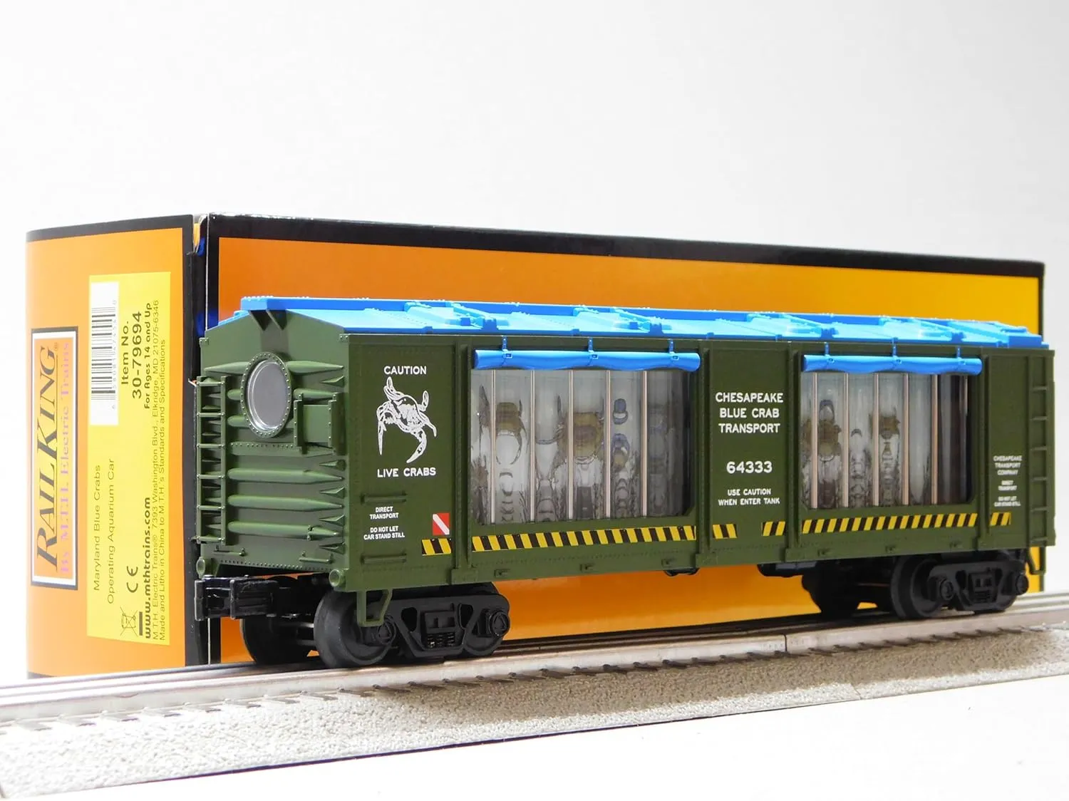 MTH RAILKING Maryland Blue Crabs Operating Aquarium CAR O Gauge 30-79694
