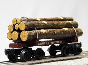 MTH Premier Norfolk Western Skeleton FLATCAR W/LOGS (12)
