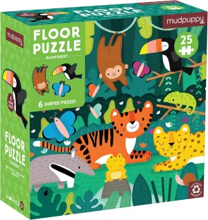 Mudpuppy Rainforest 25 Piece Floor Puzzle, Features 25 Colorful, Oversized Pieces, Includes 6 Special Shaped Pieces of a Toucan, Butterfly and More, Ages 2 , Great Gift Idea!