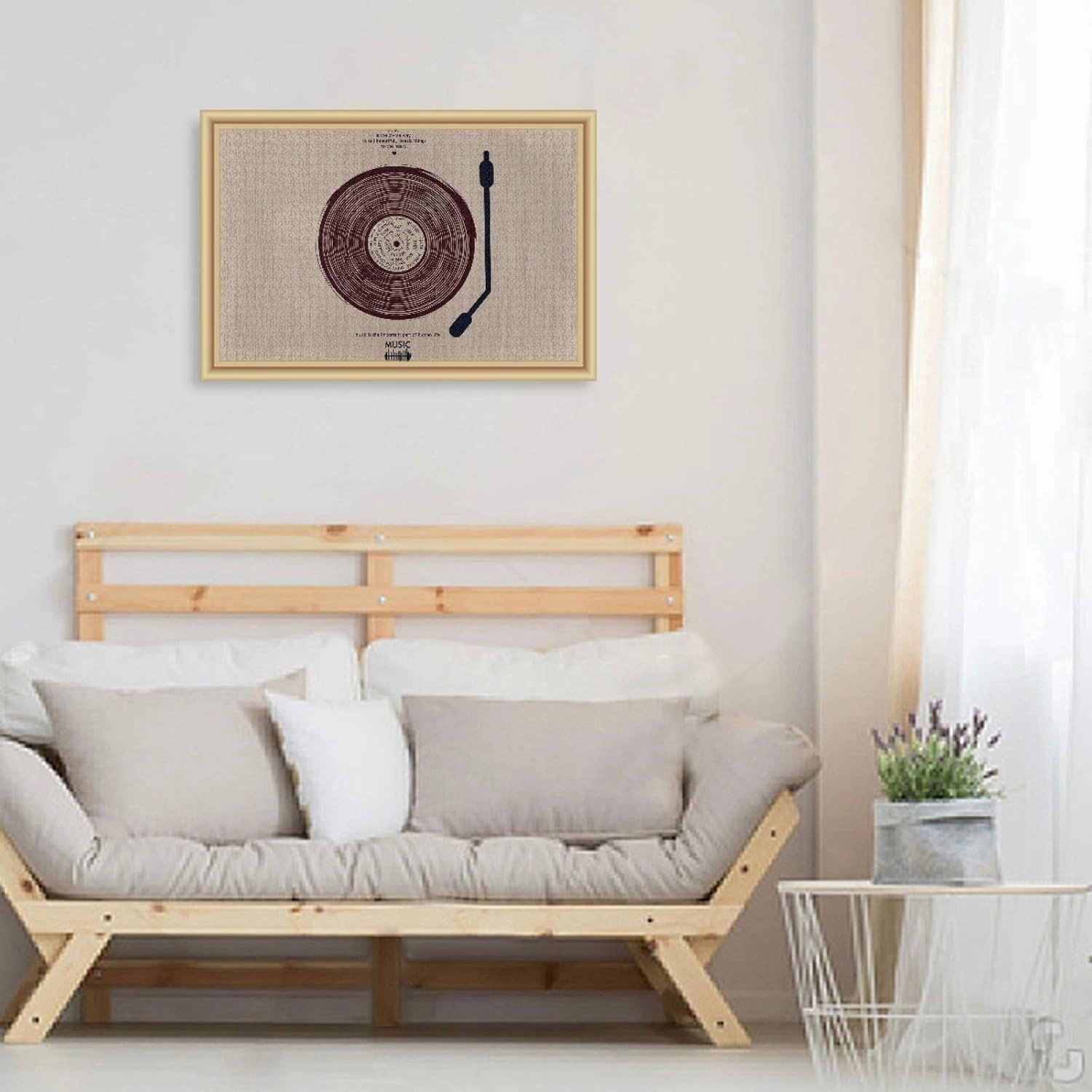 Musical Vinyl Record CD Player Brown Jigsaw Puzzles 500 Pieces Adult Kids Teens Piece Puzzle Leisure Game Toy Home Decor DIY Educational Gift with Mesh Storage Bag