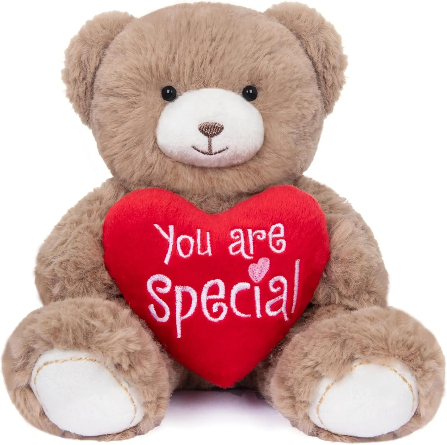 My OLi Stuffed Bear Animal with Red Heart 7” Plush Teddy Bear Toys for Babies Girlfriend Wife Mom Brown