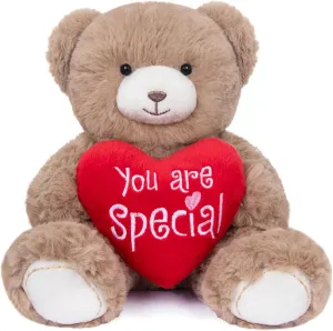 My OLi Stuffed Bear Animal with Red Heart 7” Plush Teddy Bear Toys for Babies Girlfriend Wife Mom Brown