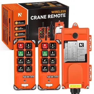 NEWTRY Wireless Crane Remote Control 8 Buttons 12V 2 Transmitters Industrial Channel Electric Lift Hoist Wireless Switch Receiver (2 Transmitters   DC 12V Receiver)