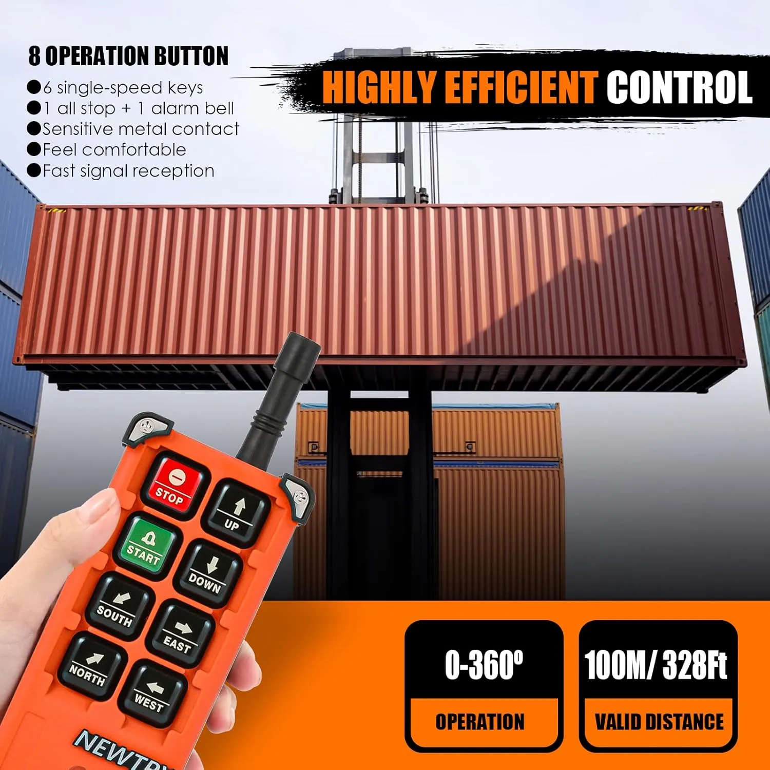 NEWTRY Wireless Crane Remote Control 8 Buttons 12V 2 Transmitters Industrial Channel Electric Lift Hoist Wireless Switch Receiver (2 Transmitters   DC 12V Receiver)