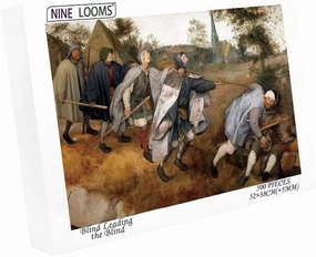 Nine Looms Wooden Jigsaw Puzzle for Adults and 500 Pcs Pieter Bruegel The Elder-The Parable of The Blind Leading The Blind Wood Storage Box Fun Challenge Family Game Premium Creative Gift（500pc）
