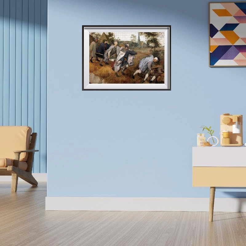 Nine Looms Wooden Jigsaw Puzzle for Adults and 500 Pcs Pieter Bruegel The Elder-The Parable of The Blind Leading The Blind Wood Storage Box Fun Challenge Family Game Premium Creative Gift（500pc）
