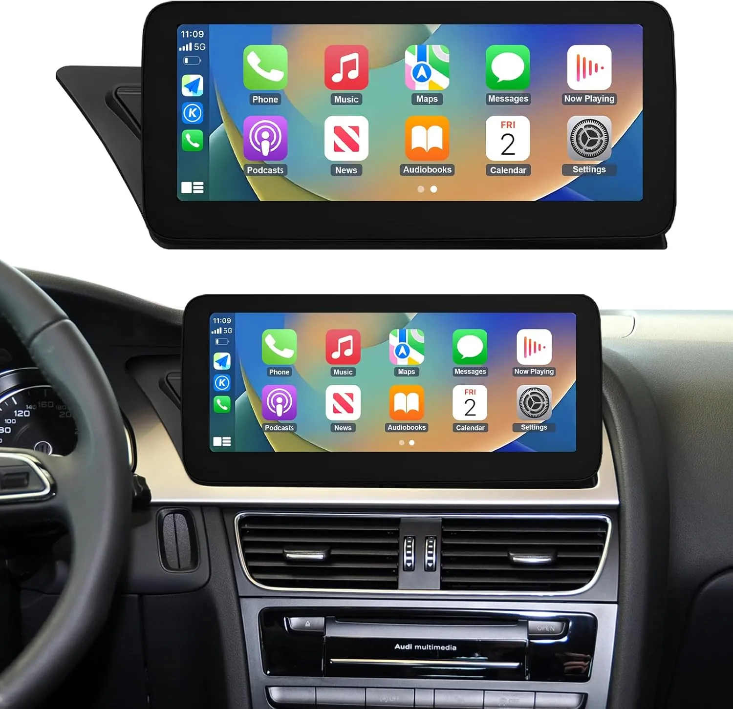 NINETOM 12.3 inch Touchscreen Wireless CarPlay Android Auto Multimedia Car Radio Receiver Compatible with Audi A4 A5 S4 S5 with 3G MMI  System (2009-2015),Support Mirrorlink, Camera, Navigation