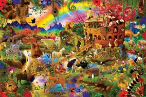 Noah's Ark Animal Puzzle for Adults and Kids | Challenging 1000 Piece Jigsaw Puzzle Toy | Fun Gift for Puzzle Enthusiasts | Interactive Brain Teaser for Family Game | 28 x 20 Inch Educational Puzzle