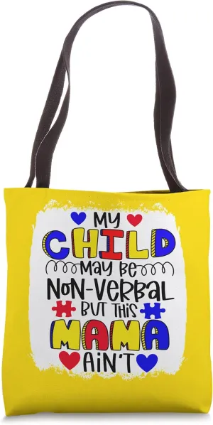 Non-verbal autism son daughter child mom mommy mother puzzle Tote Bag