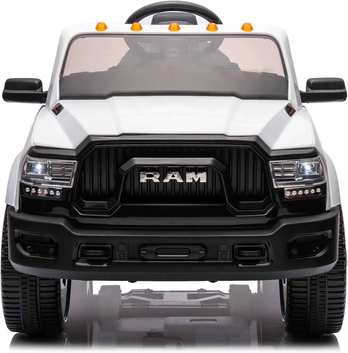 Official Licensed Dodge RAM 2500 Ride On Toy Car for Kids, 12V 7Ah Battery, Parental Remote Control, 5-Point Safety Harness, LED Lights, Bluetooth & MP3, Popular Gift for Boys & Girls (White)