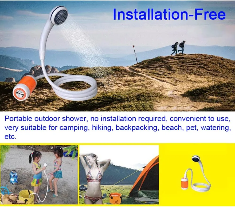 Outdoor Camping Shower Portable Electric Shower Pump IPX7 Waterproof & 5000mAh able Battery Powed for Camping Hiking Backpacking Travel Beach Pet Watering