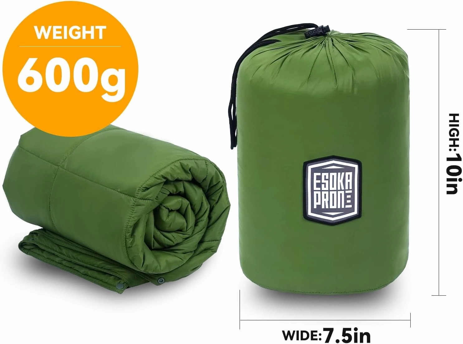 Outdoor Camping Blanket,Lightweight Waterproof Puffy Camping Blanket,Portable Camping Quilt for Travel, Picnic, Hiking,Camping - 77.9" x 55" Military Green