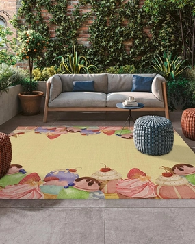 Outdoor Rug 4x6 Ft Patio Rug Ice Cream Cake Vintage Cotton and Linen Background Washable Area Rugs Absorbent Outdoor Carpet Durable Floor Mat for Patio Front Porch Deck Backyard Balcony Decor