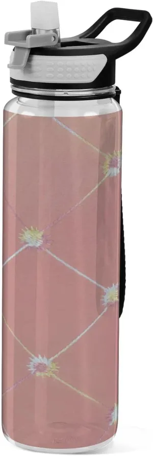 Oyihfvs Red Vintage Fabric Texture Rhombus, Diamond, Rhomb Transparent Sports Water Bottle 32 Oz, with Straw Lid Leakproof Reusable Water Bottle, Water Bottle for Fitness Gym Outdoor